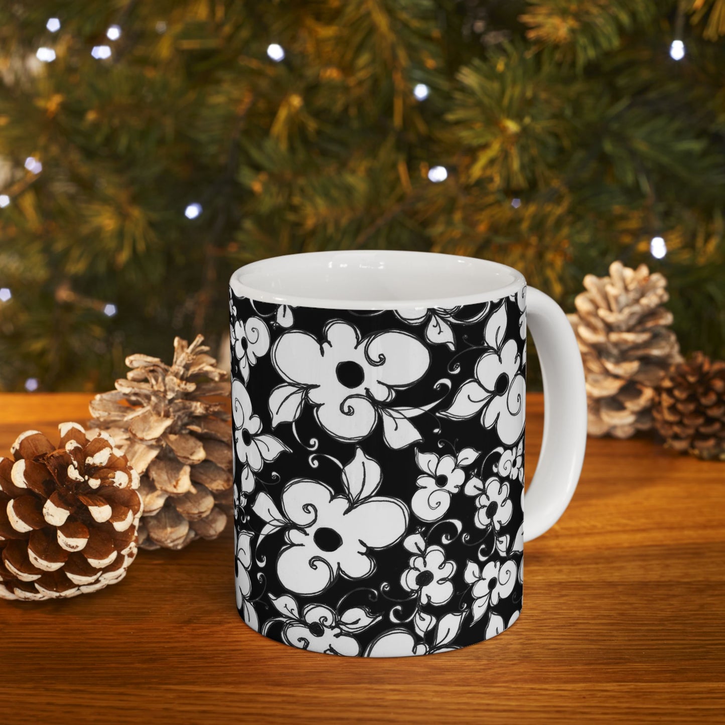 Dog Daisies Black Cup