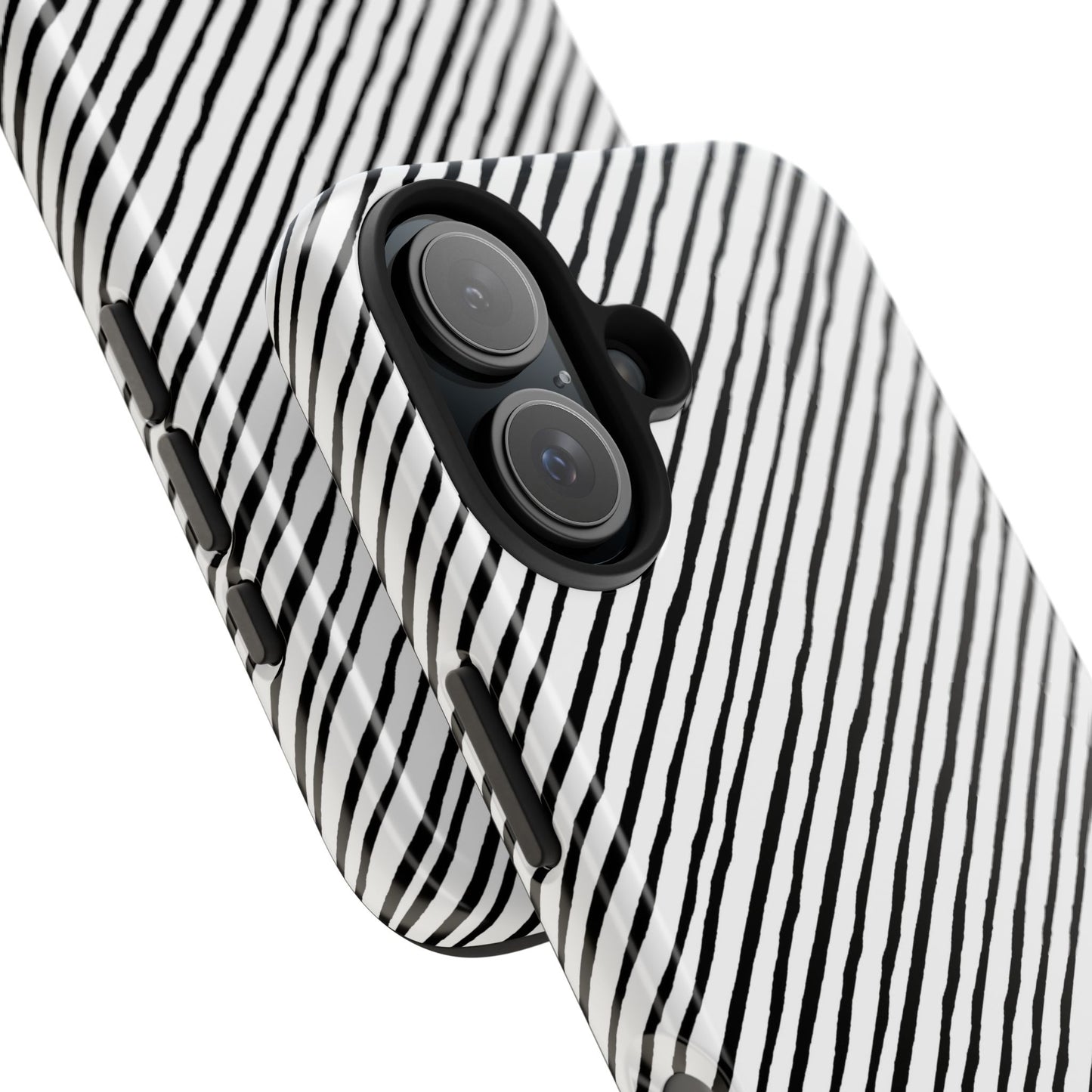 Quirky Bias Stripe White / Black Phone Case
