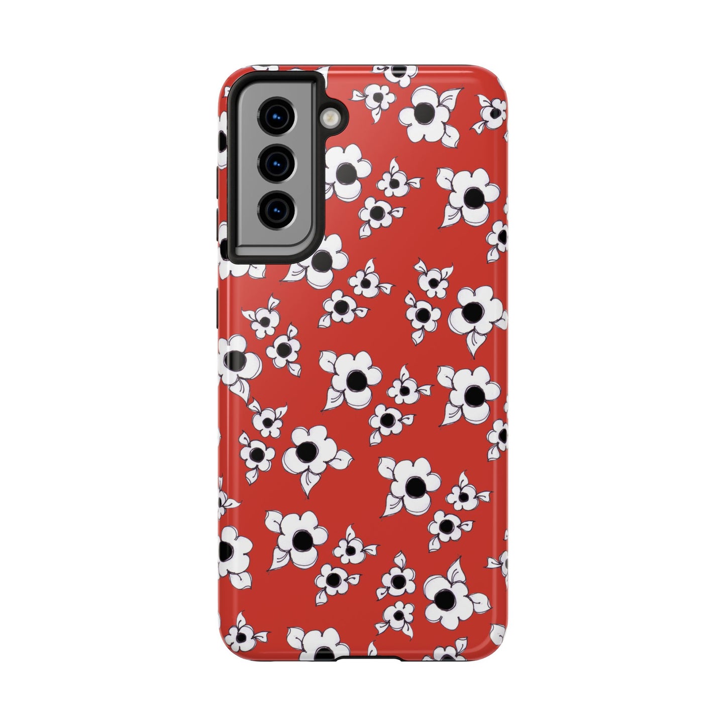 Daisy Cluster Red / Black Phone Case
