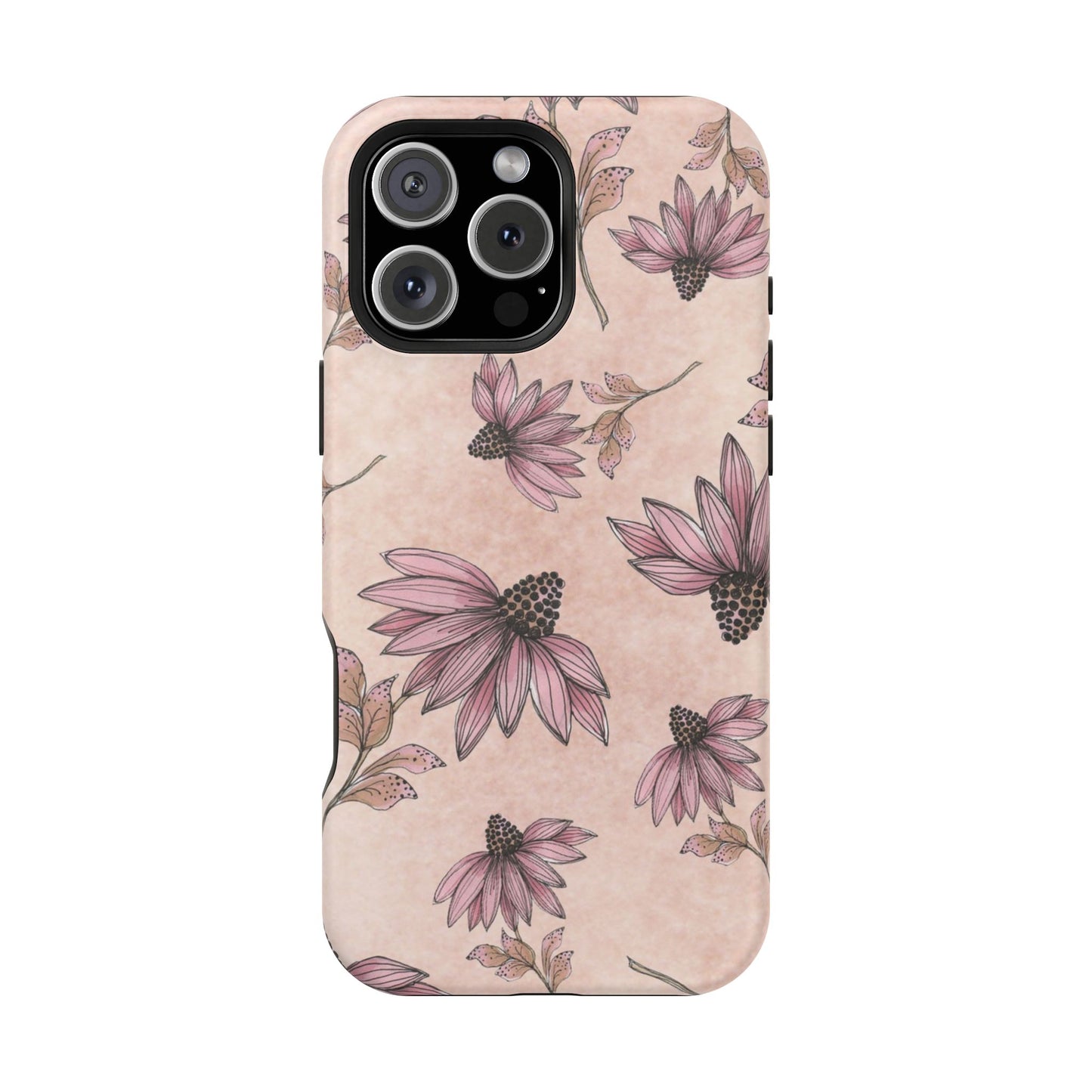 Wild Cone Flowers Pink Marble Phone Case