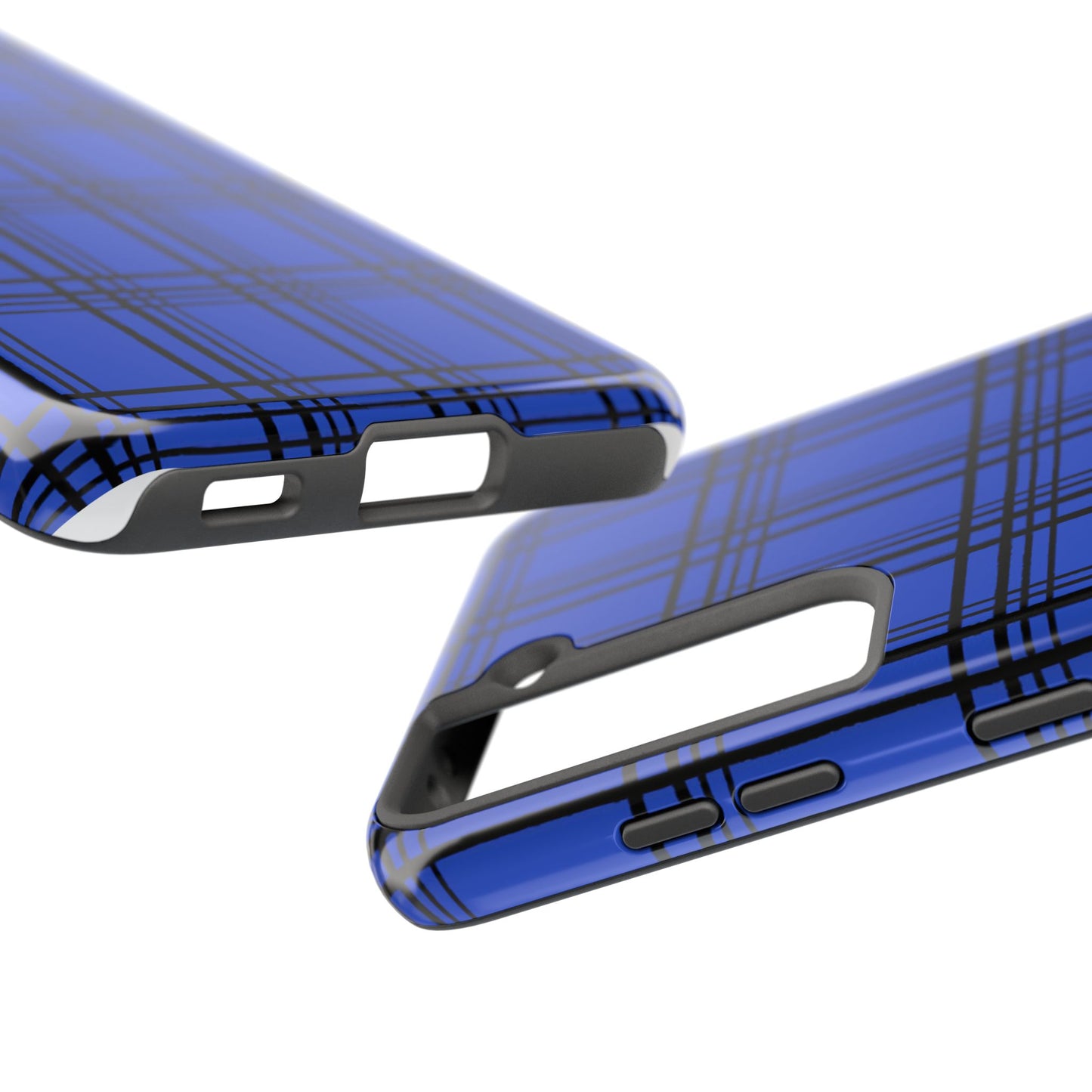 Glad Plaid Blue / Black Phone Case