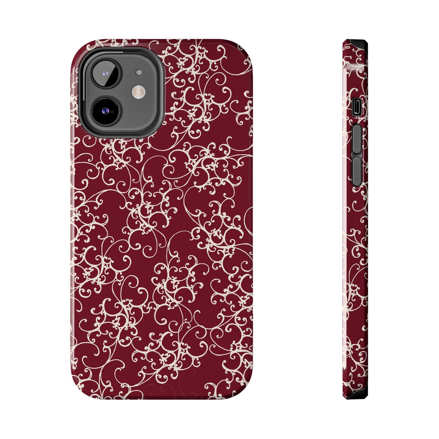 Elegant Scroll Red / Ivory Phone Case