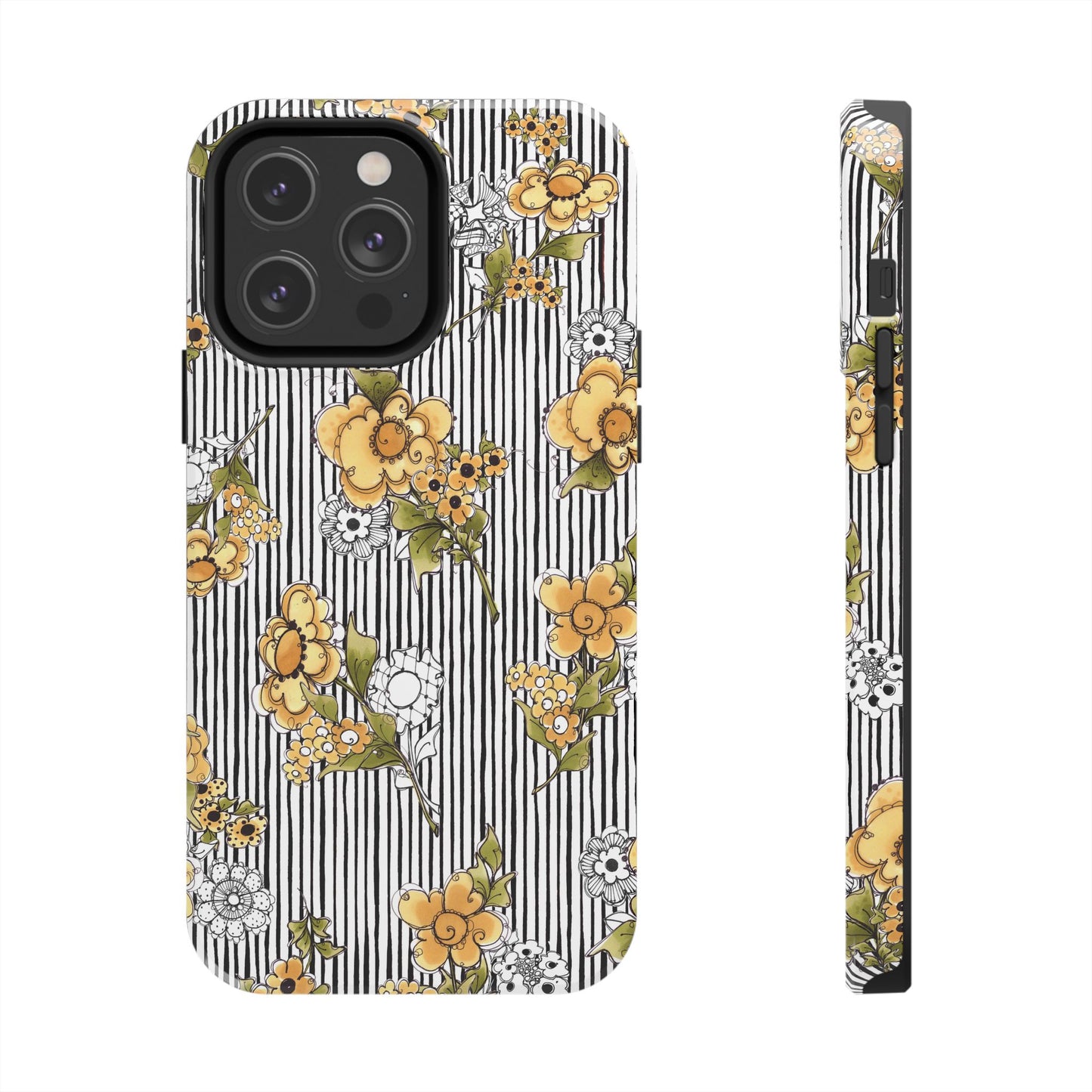 Bee Floral White / Black Phone Case