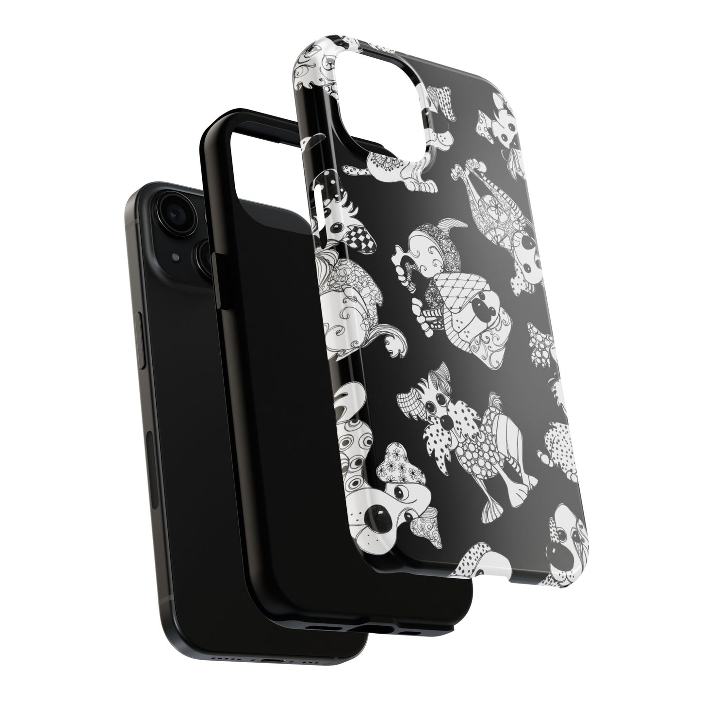 Doodle Dogs Black Phone Case