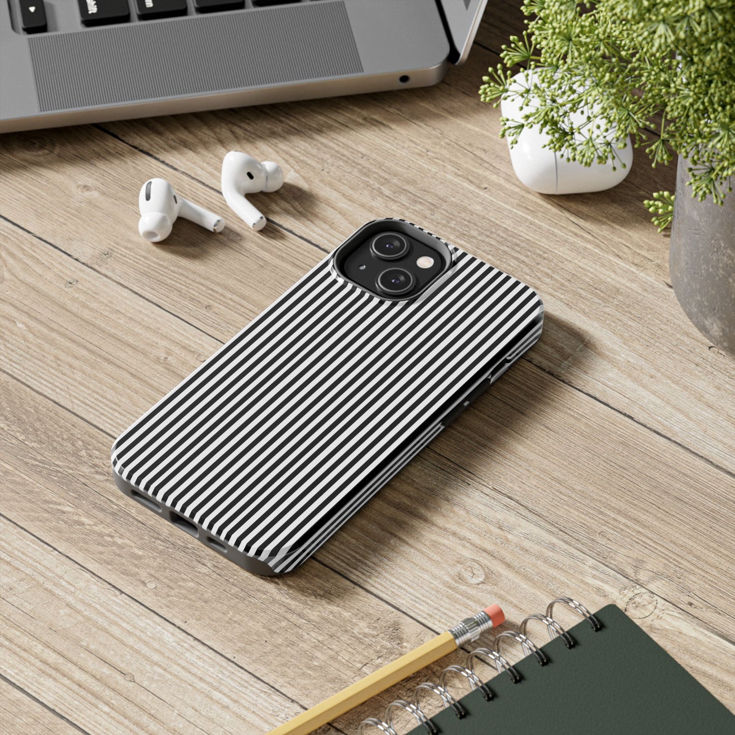 Stripe White / Black Phone Case