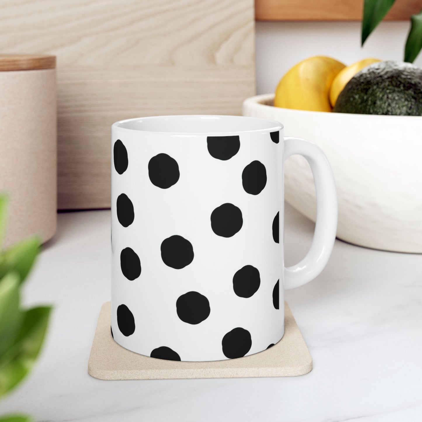 Jumbo Dots White / Black Cup