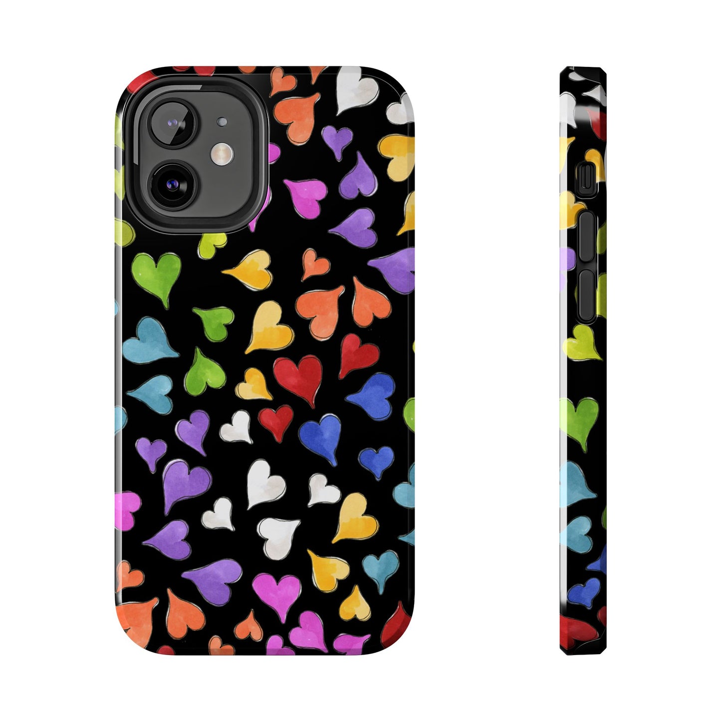 Happy Hearts Black Phone Case