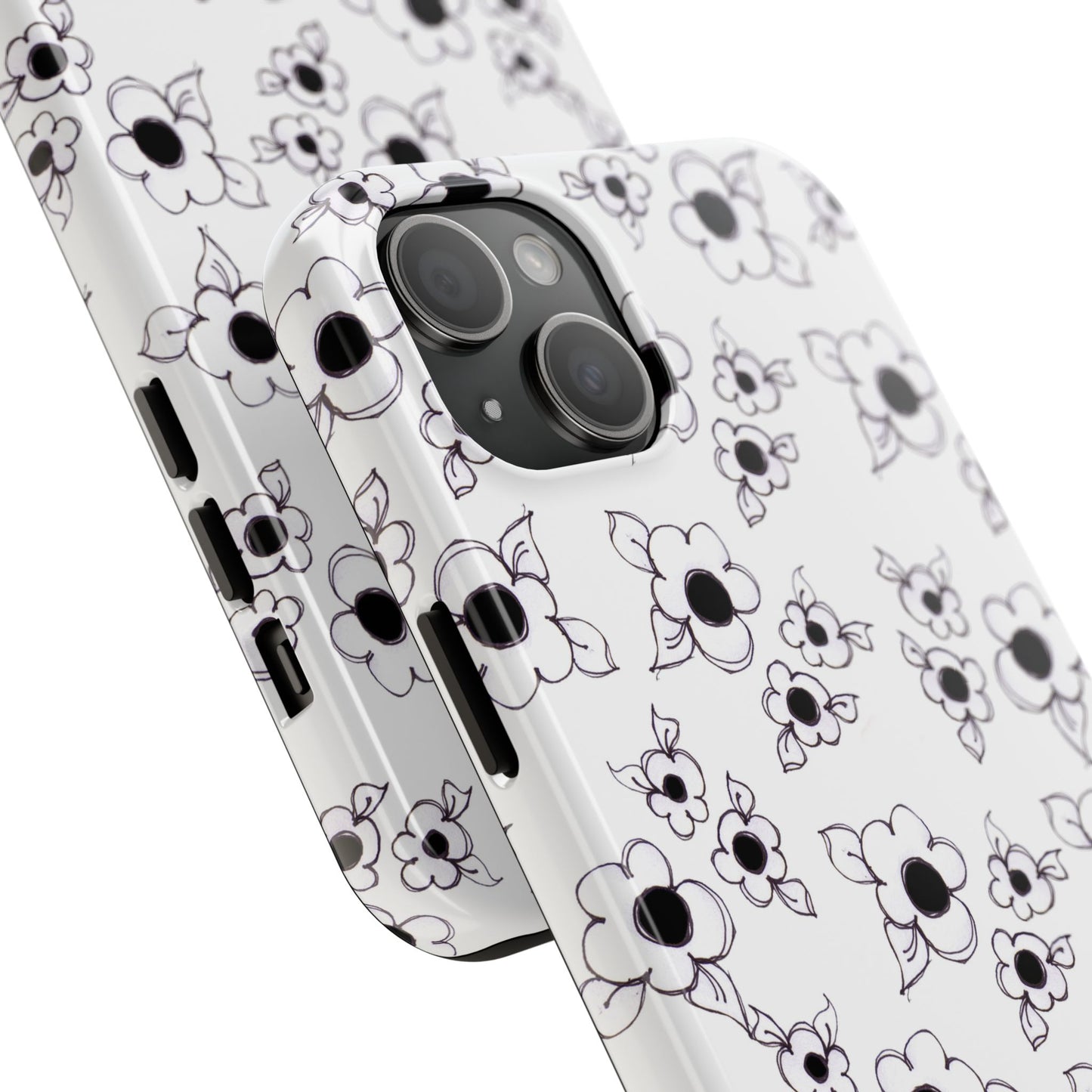 Daisy Cluster White / Black Phone Case