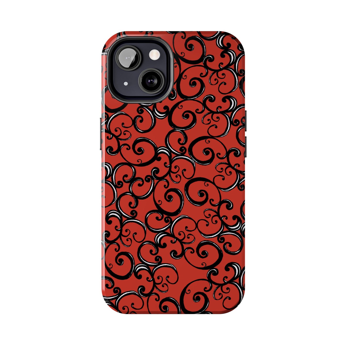 Curls Red / Black Phone Case
