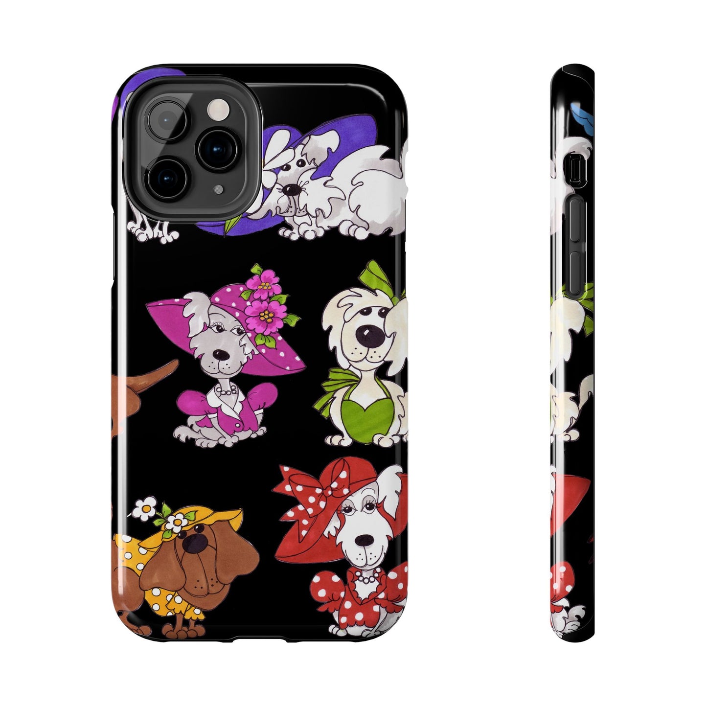 Fancy Dog Line Up Black Phone Case