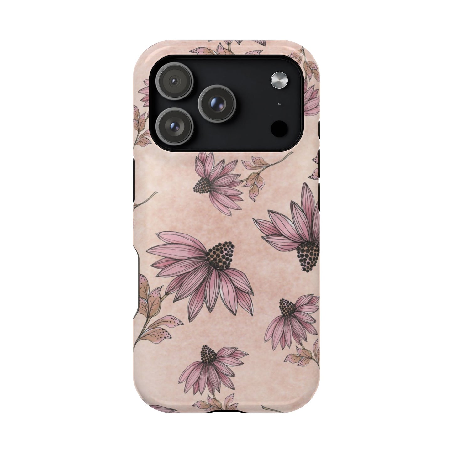 Wild Cone Flowers Pink Marble Phone Case