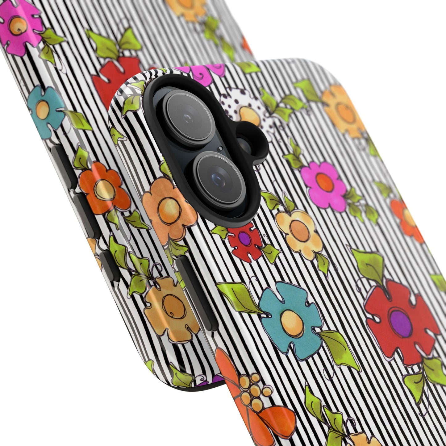 Dog Blooms White / Black Phone Case