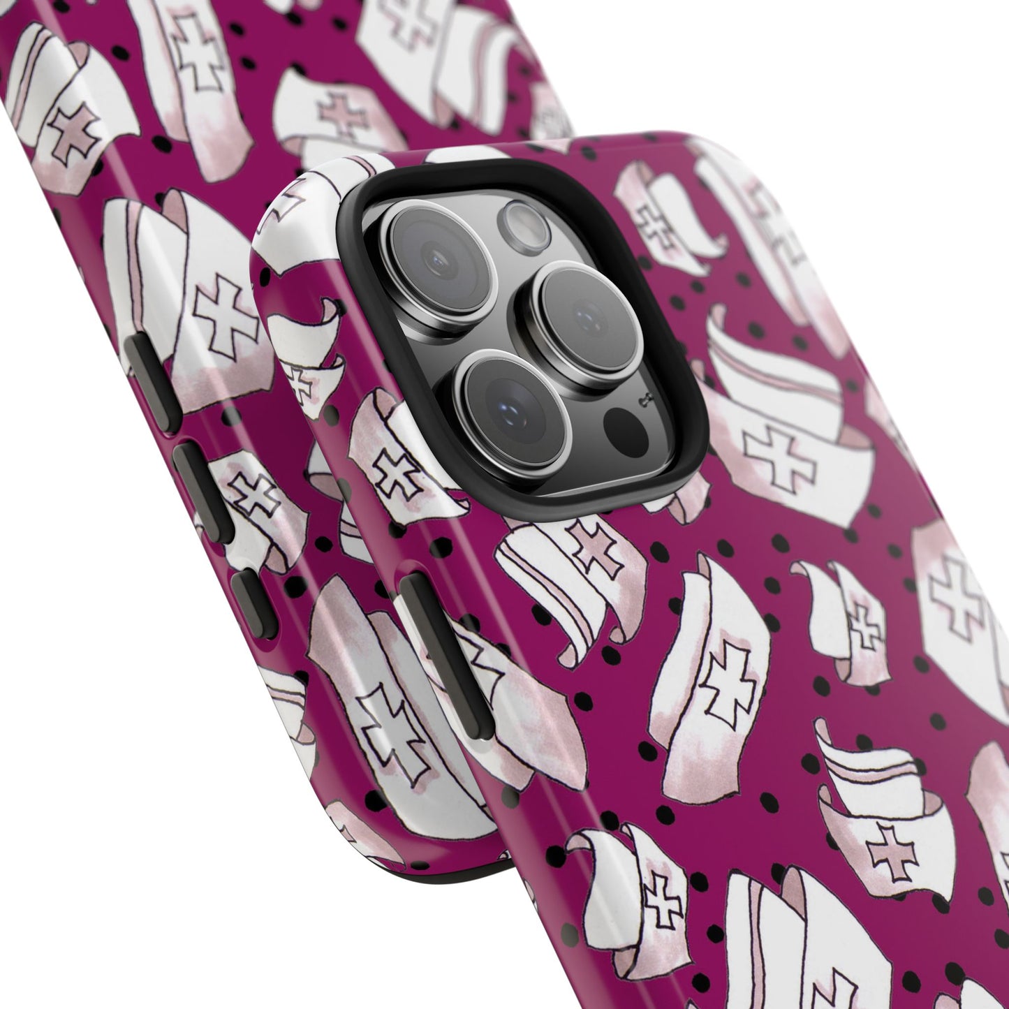 Med Hats Burgundy / Black Phone Case