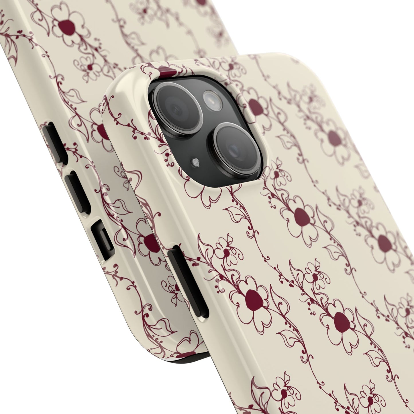 Diagonal Daisies Ivory / Red Phone Case