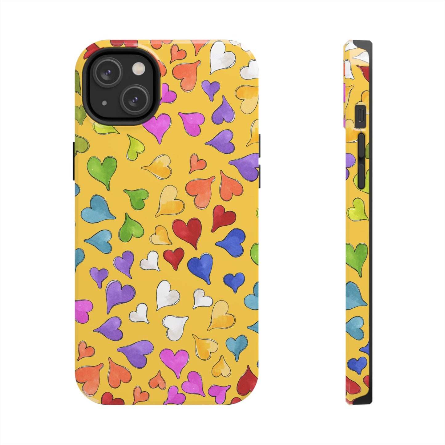 Happy Hearts Yellow Phone Case