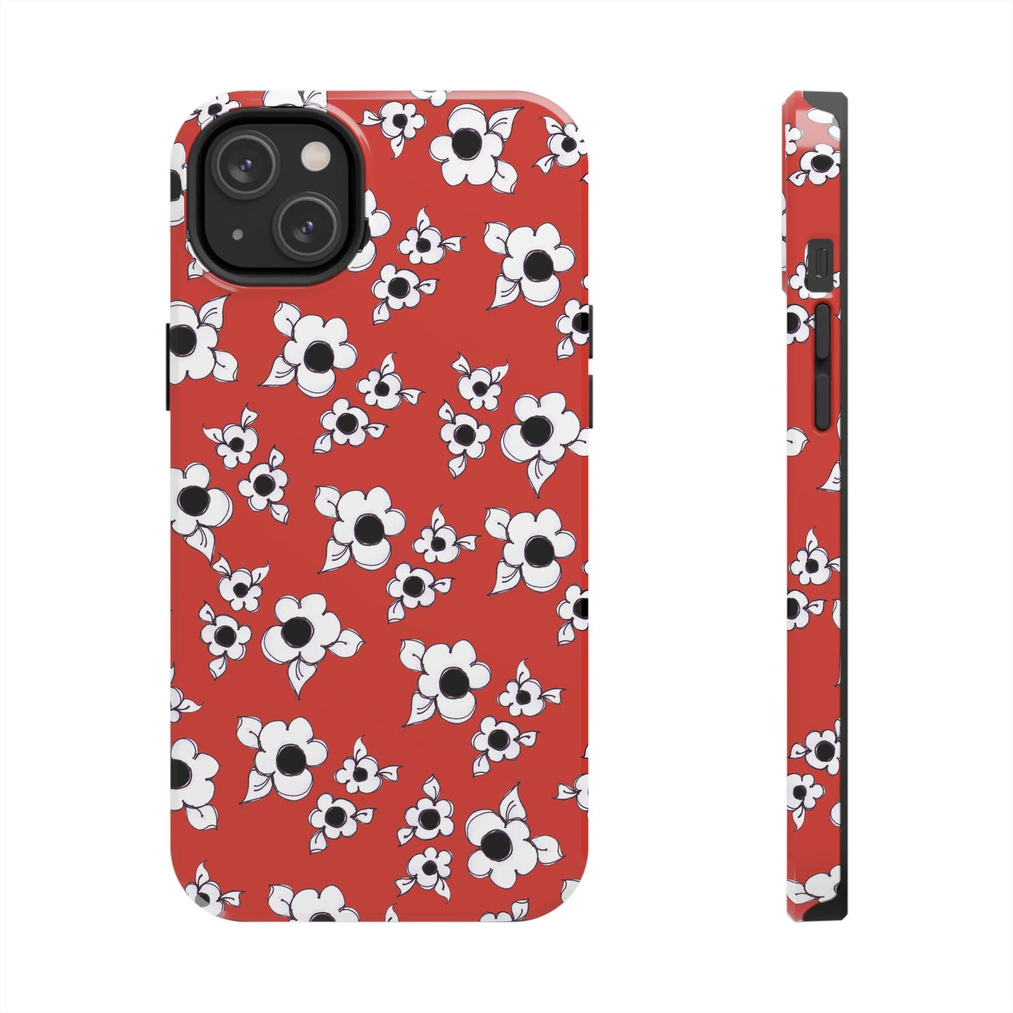 Daisy Cluster Red / Black Phone Case