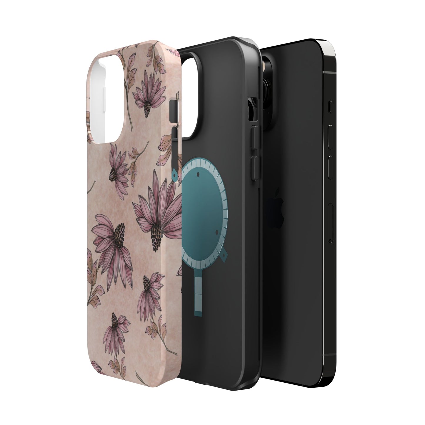 Wild Cone Flowers Pink Marble Phone Case
