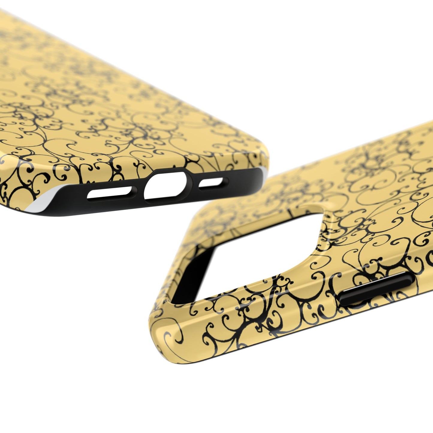 Elegant Scroll Yellow / Black Phone Case