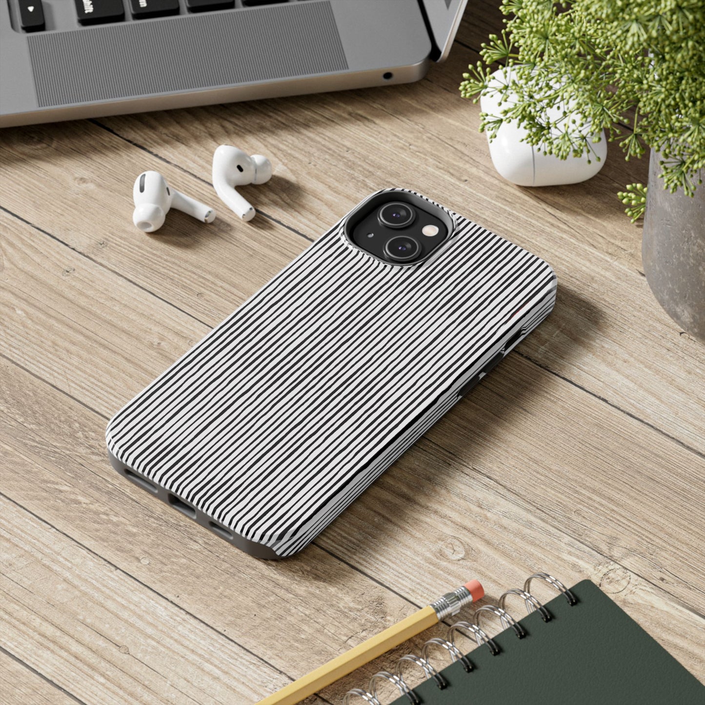 Quirky Pin Stripe White / Black Phone Case
