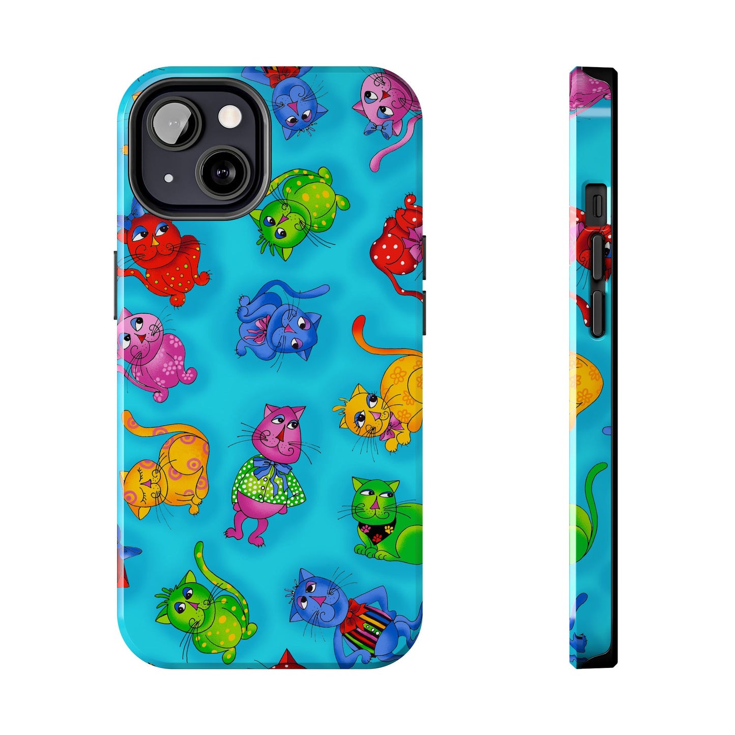Tossed Cool Cats Turquoise Phone Case