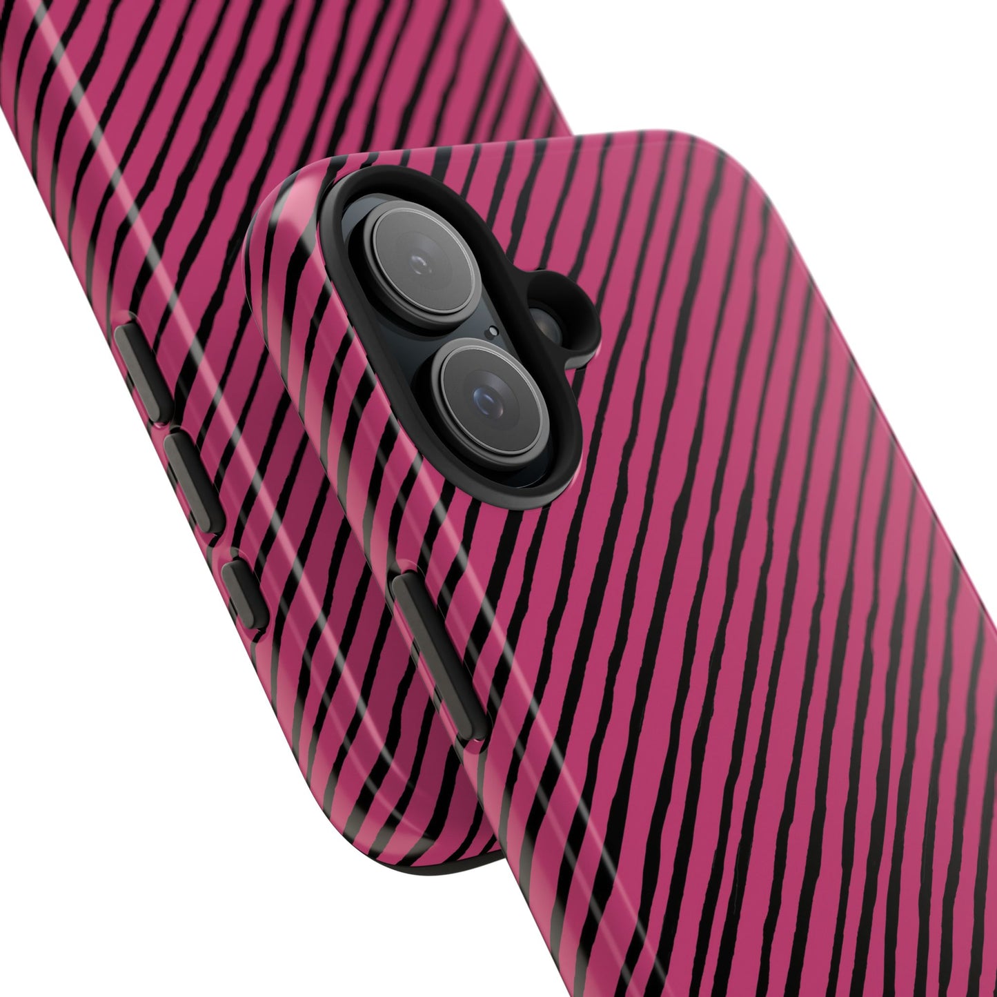 Quirky Bias Stripe Magenta / Black Phone Case