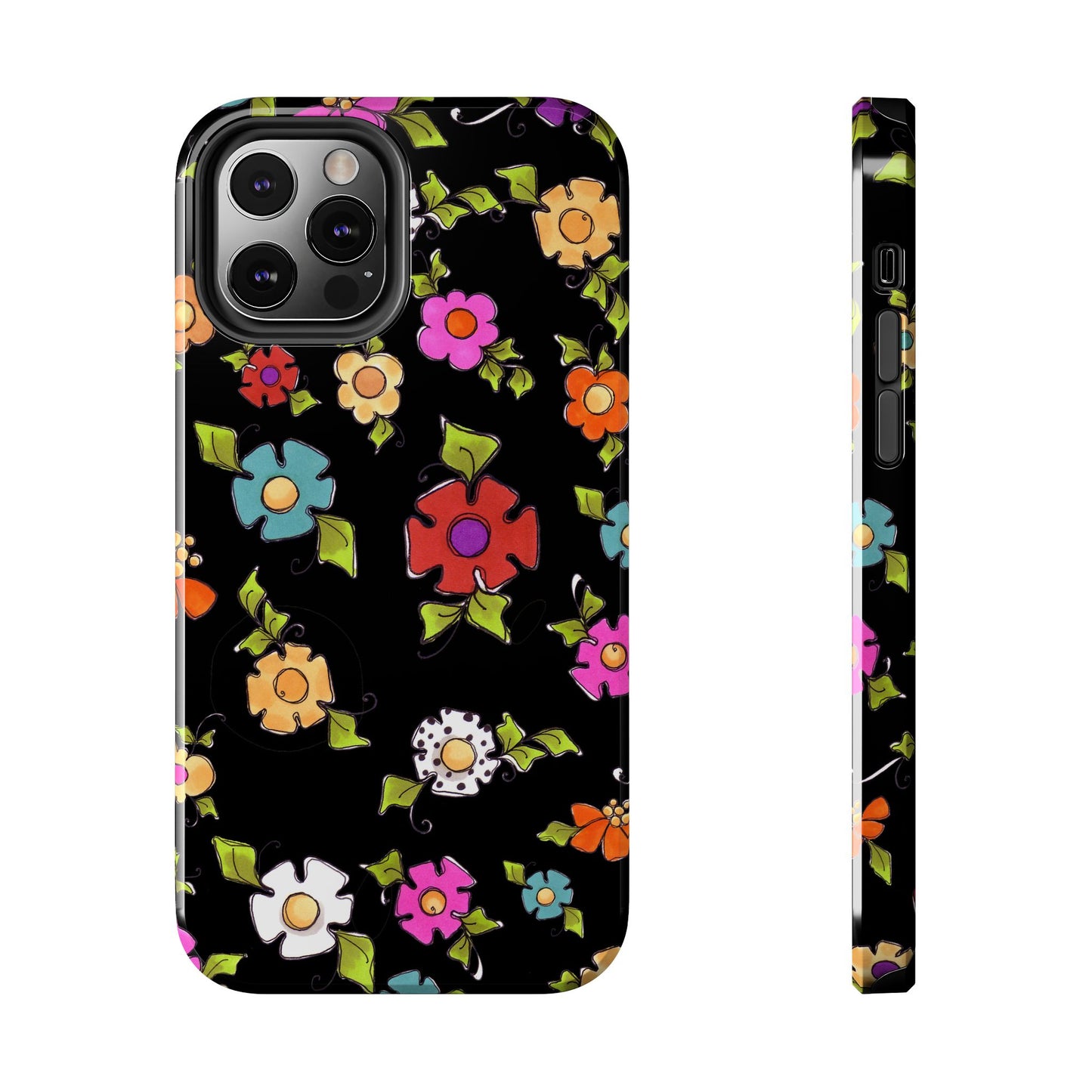 Dog Blooms Black Phone Case
