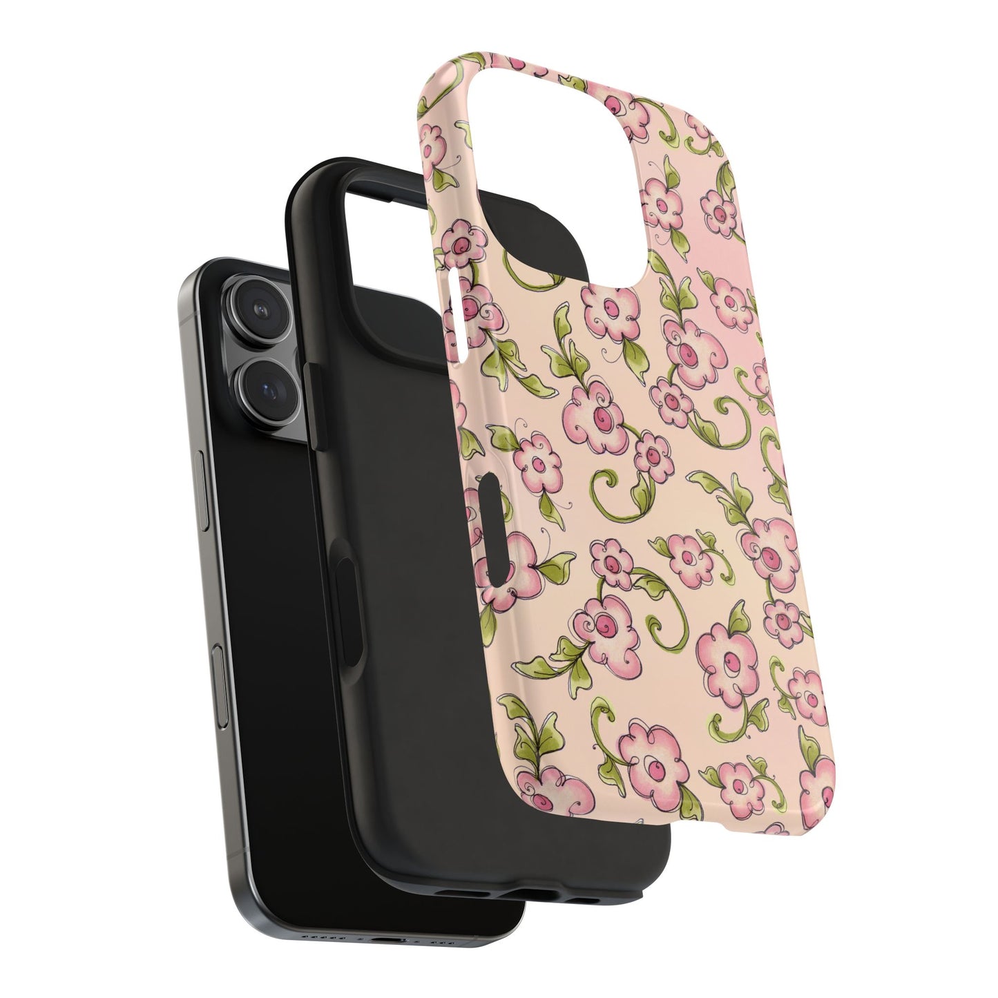 Scroll Daisies Peach / Peach Phone Case