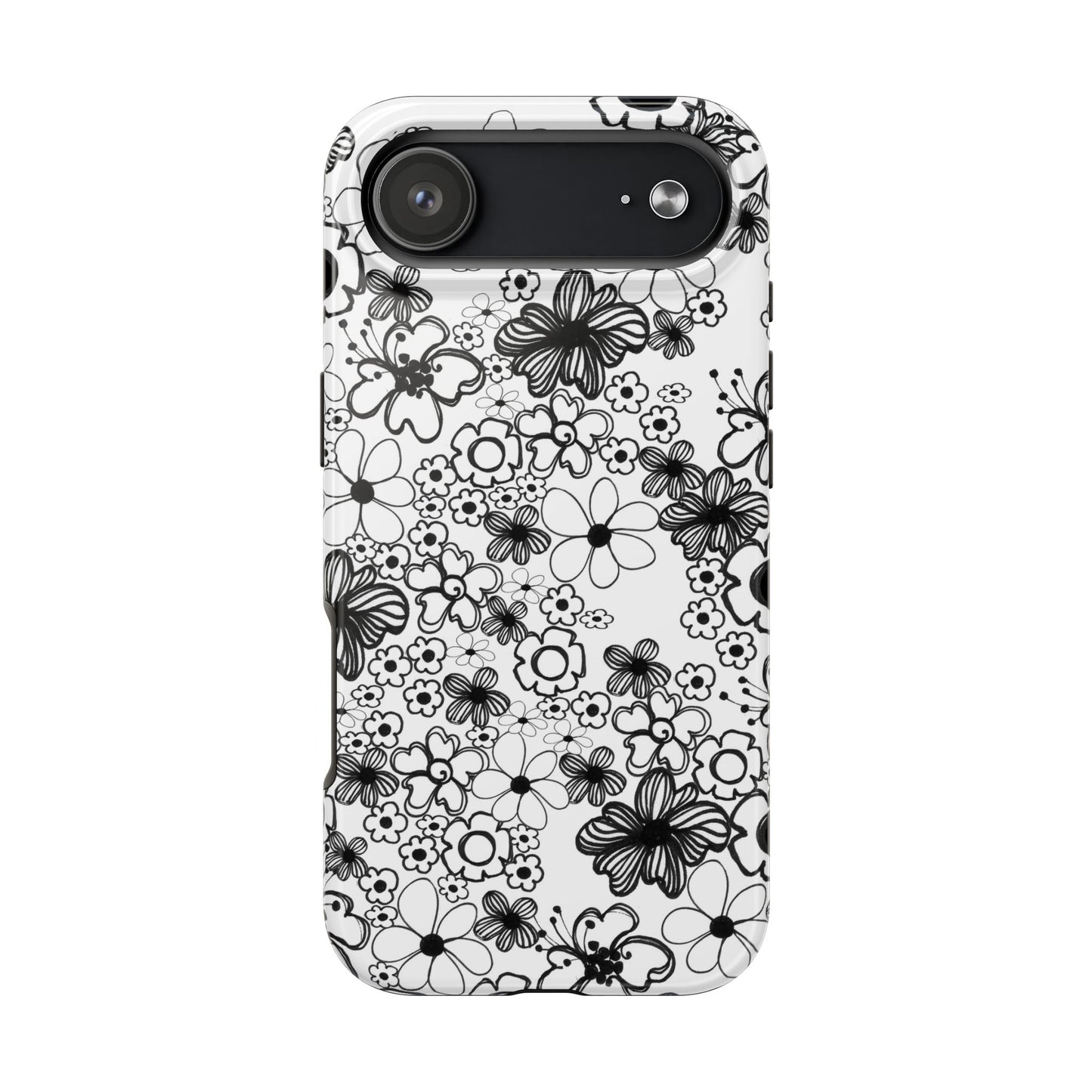 White and Black Flowers Phone Case