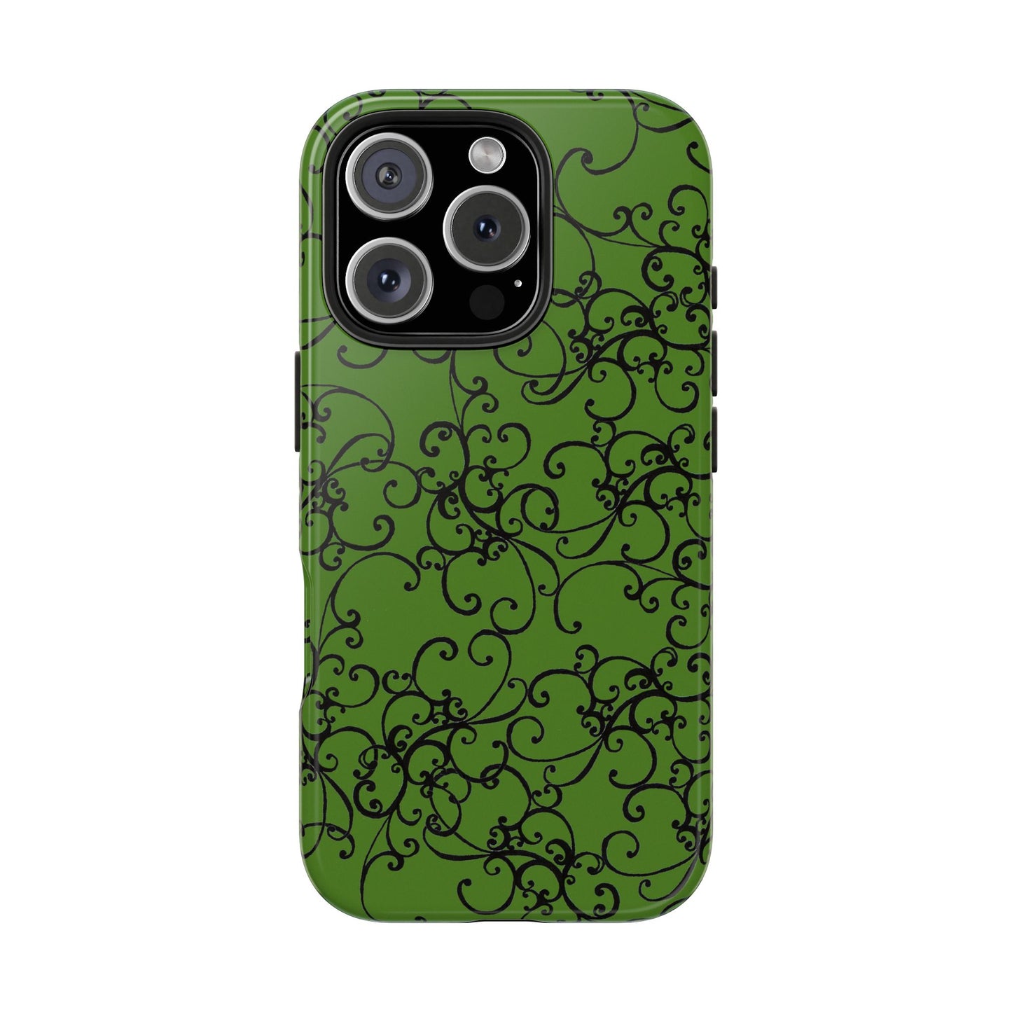 Elegant Scroll Green / Black Phone Case