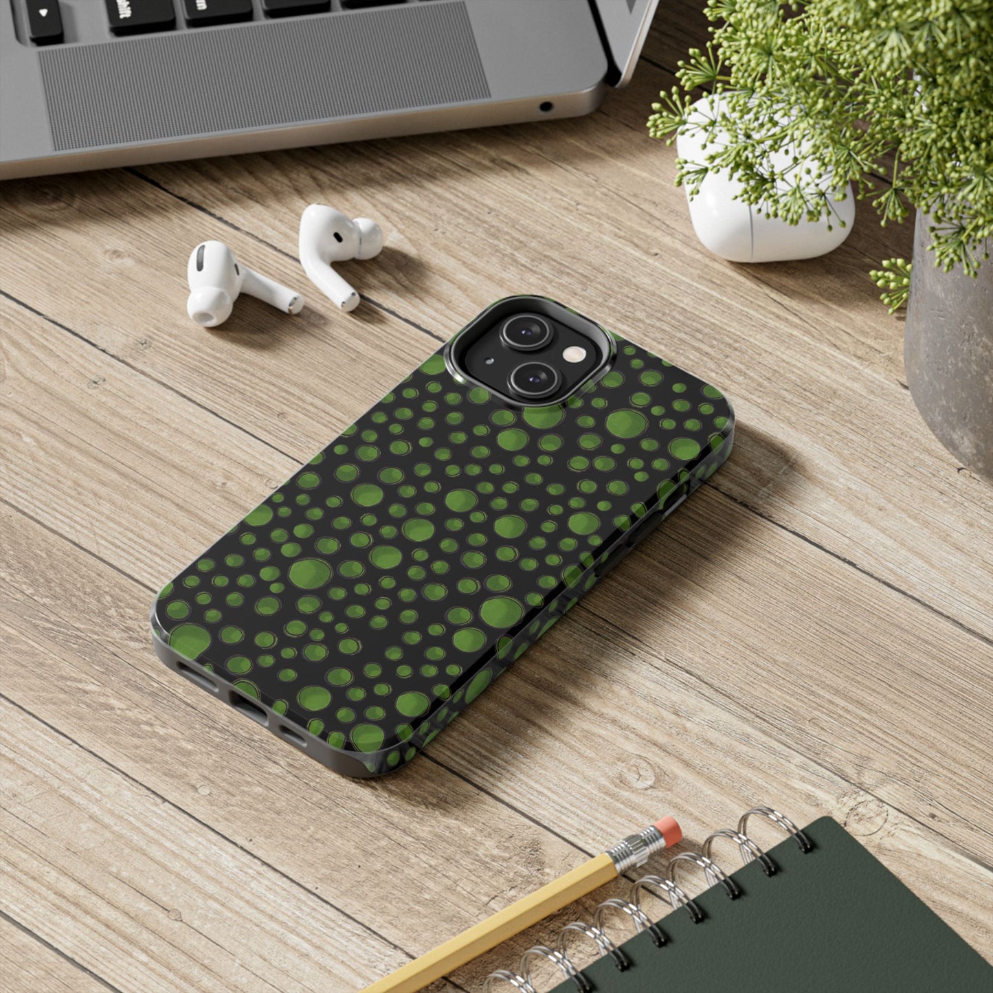 Dot Assortment Black / Green Phone Case