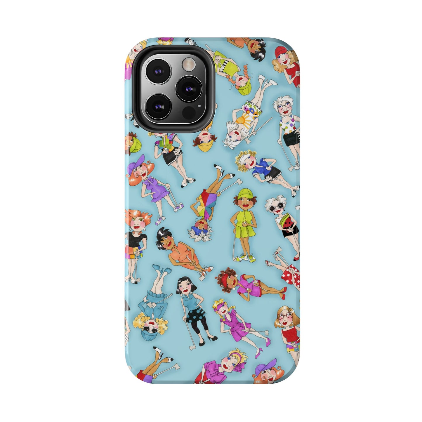 Tossed Golfer Girls Turquoise Phone Case