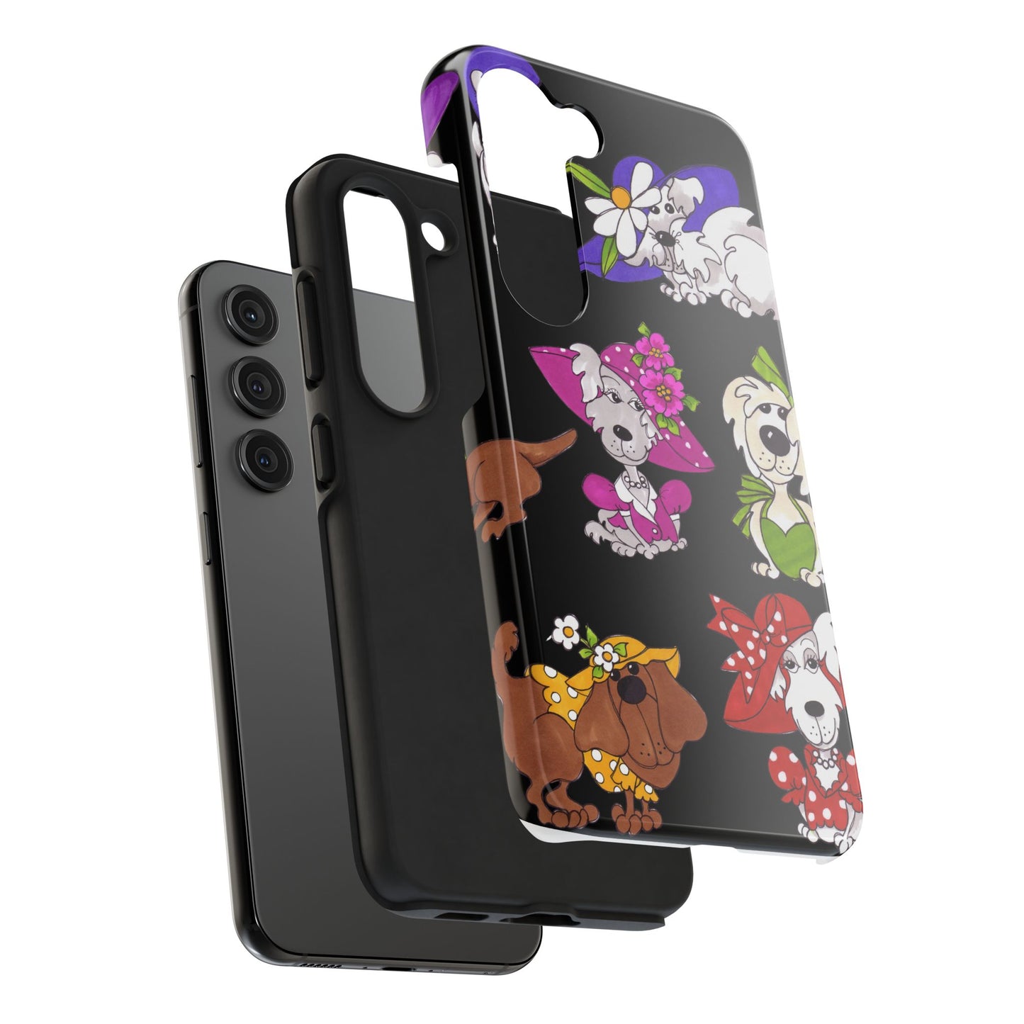 Fancy Dog Line Up Black Phone Case