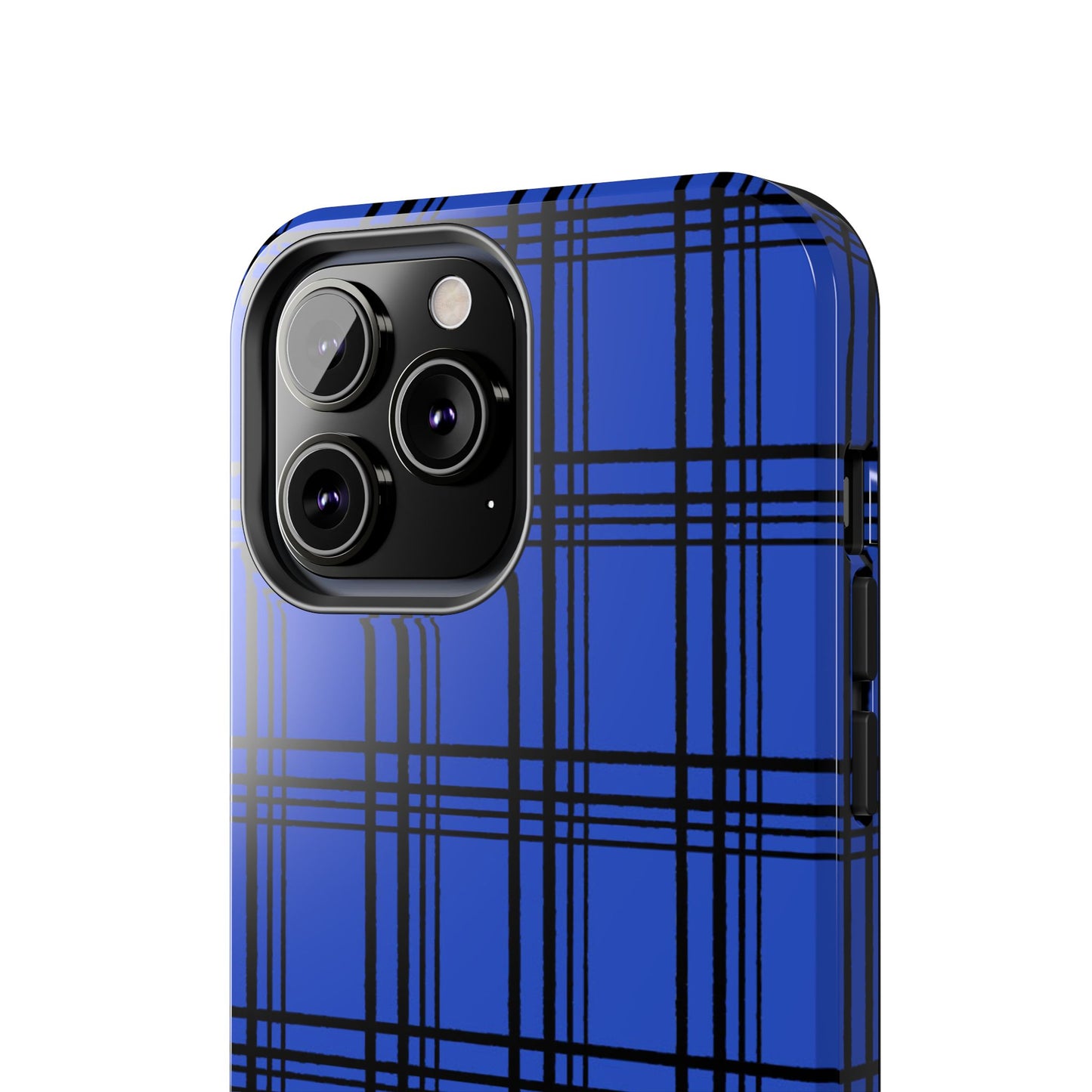 Glad Plaid Blue / Black Phone Case