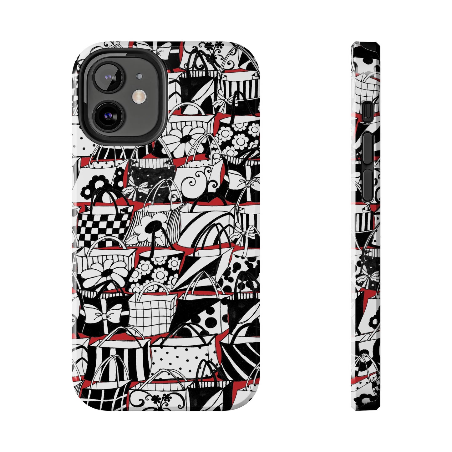 Totally Black, White & Red Phone Case