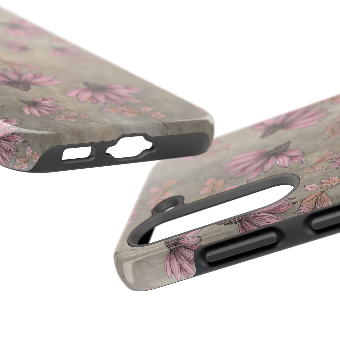 Wild Cone Flowers Taupe Marble Phone Case