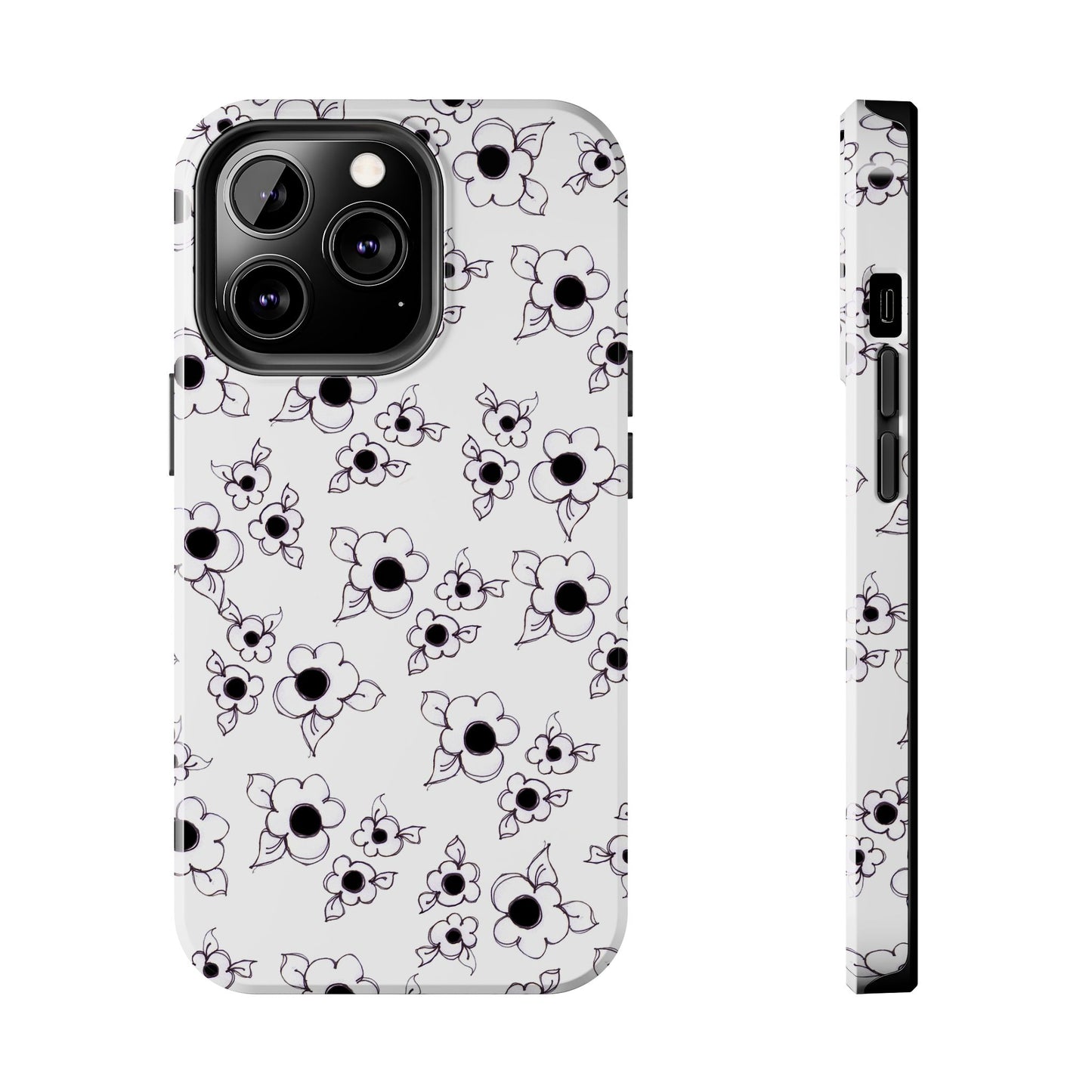 Daisy Cluster White / Black Phone Case