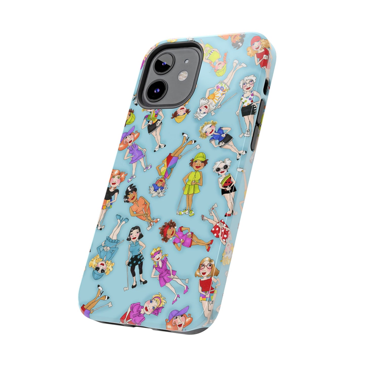Tossed Golfer Girls Turquoise Phone Case