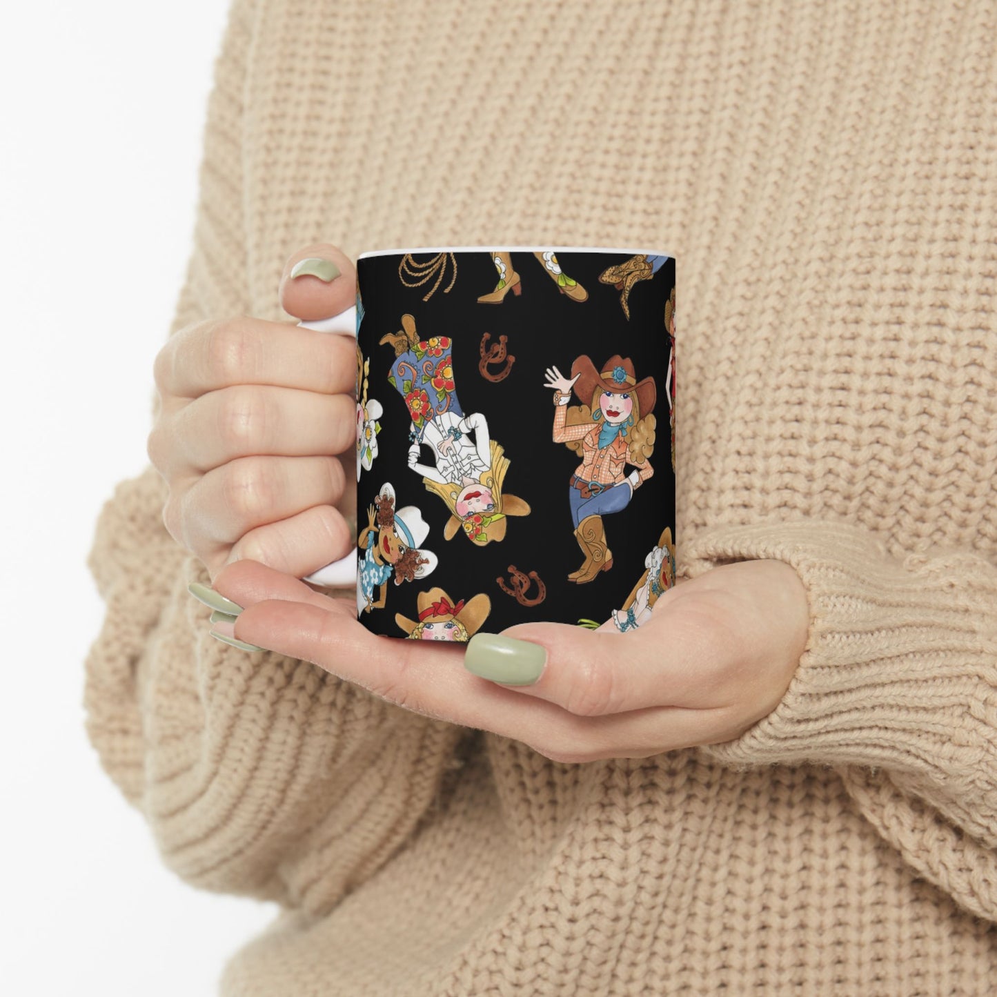 Tossed Cowgirls Black Cup