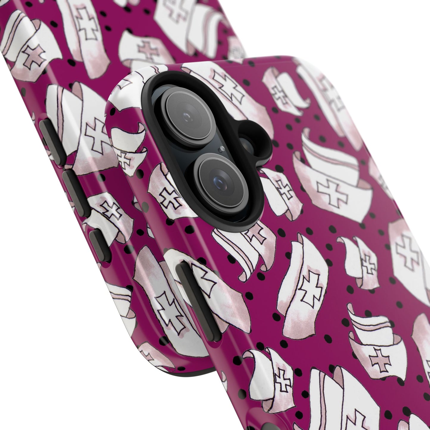 Med Hats Burgundy / Black Phone Case