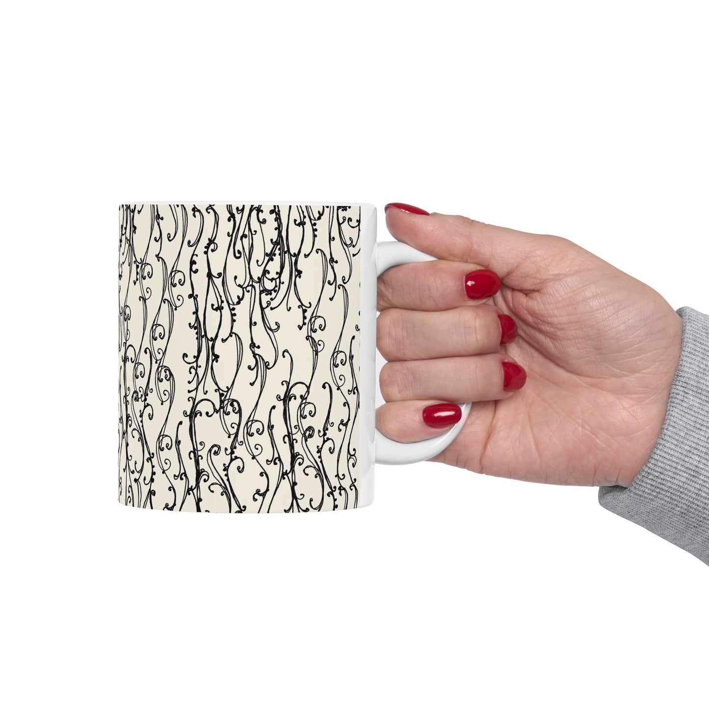 Swan Scroll Ivory / Black Cup