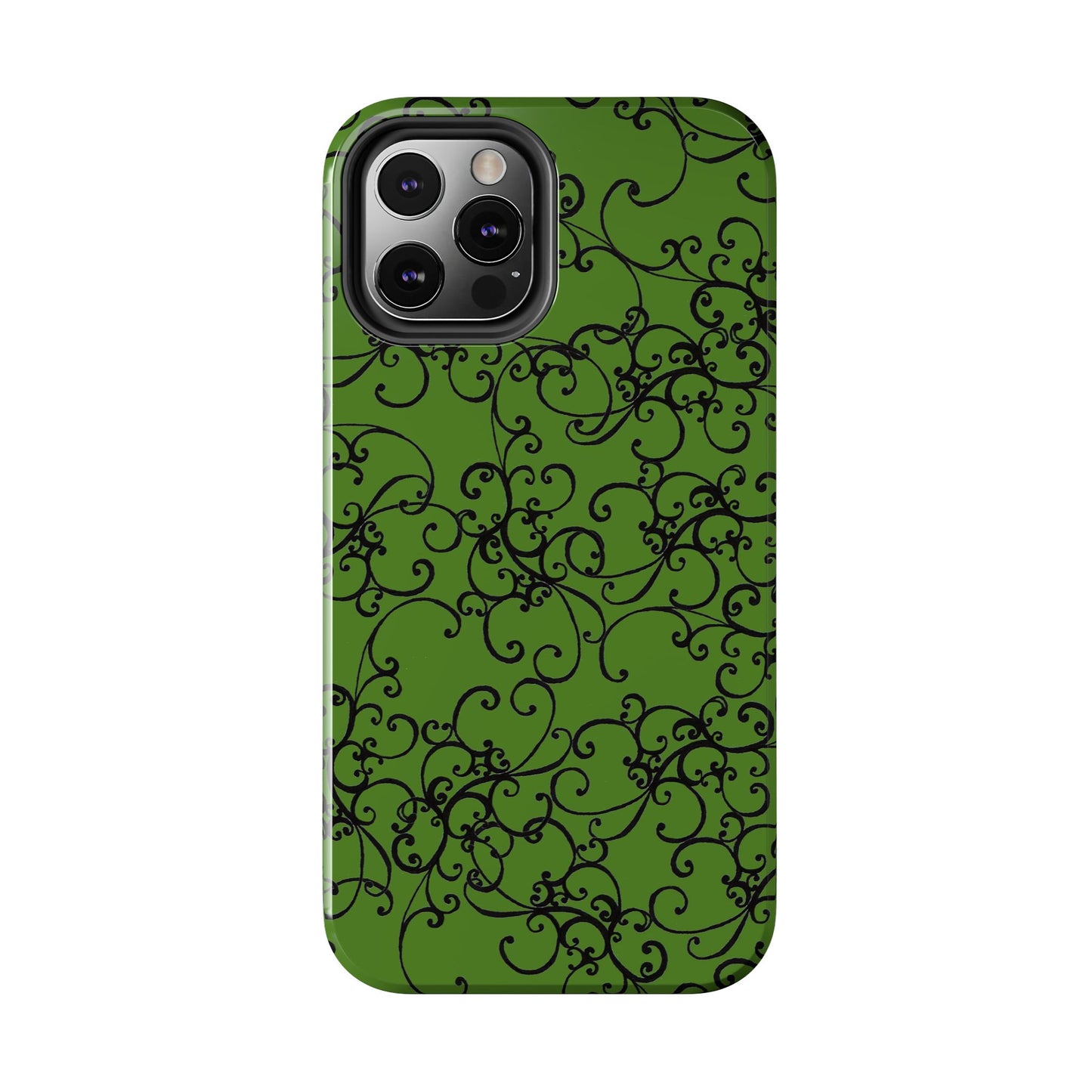Elegant Scroll Green / Black Phone Case