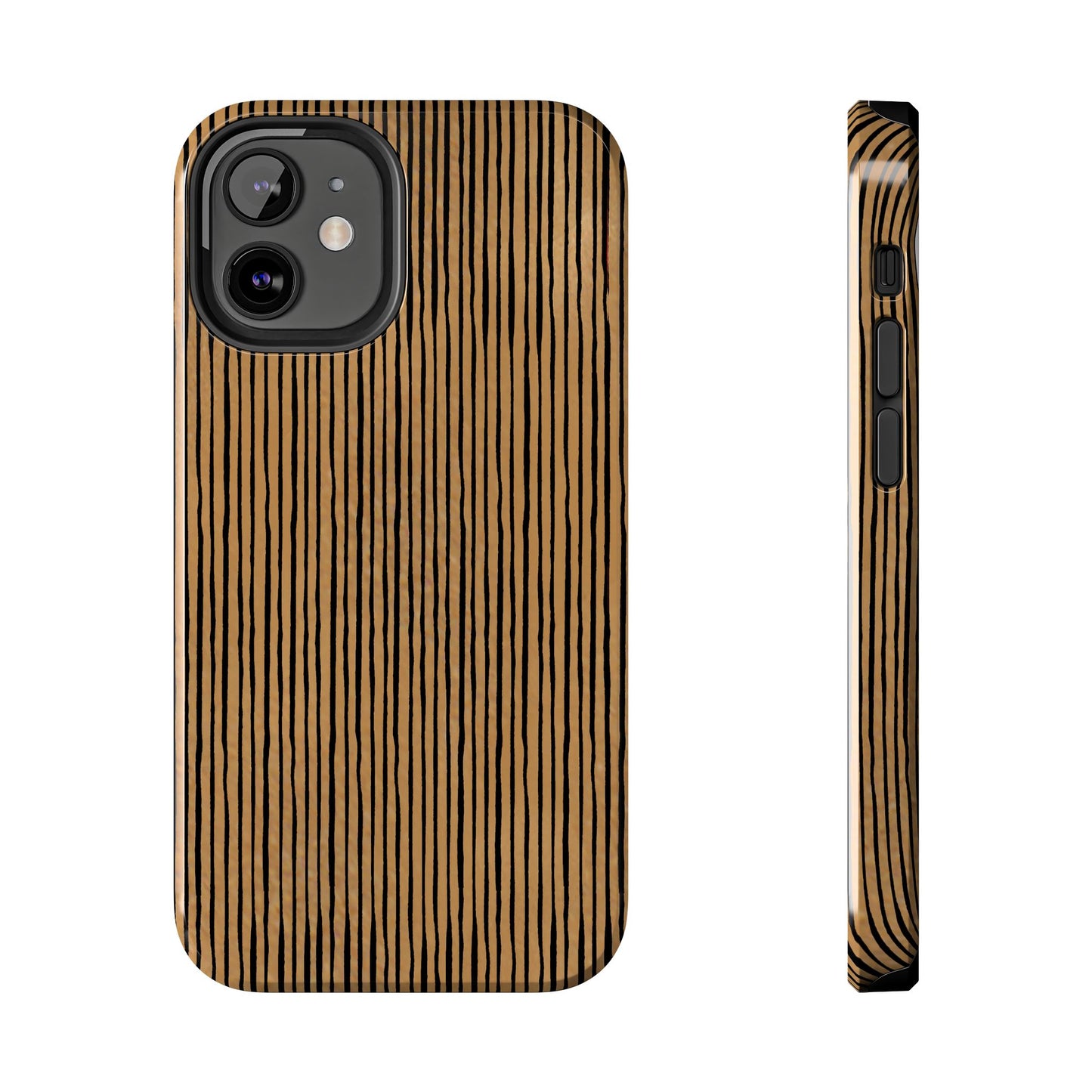 Quirky Pin Stripe Tan / Black Phone Case