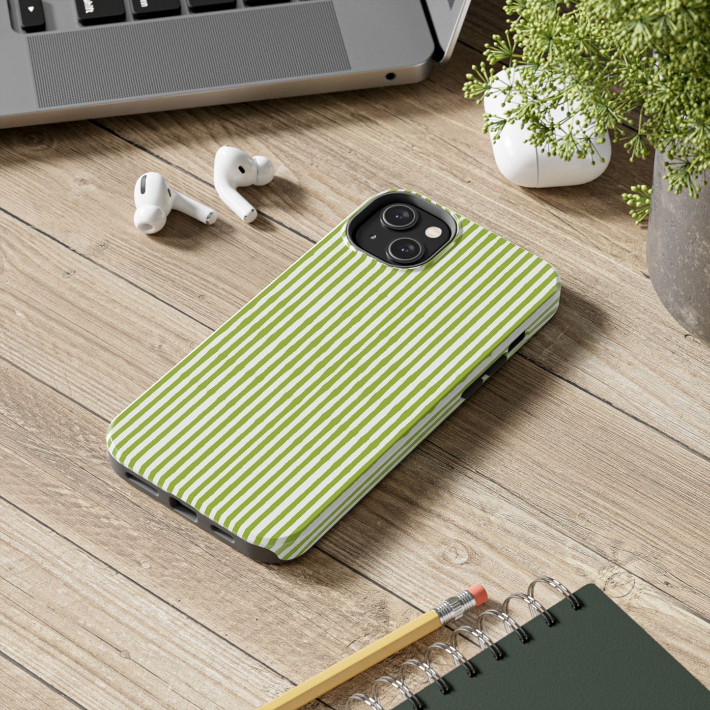 Lazy Stripe Green / White Phone Case