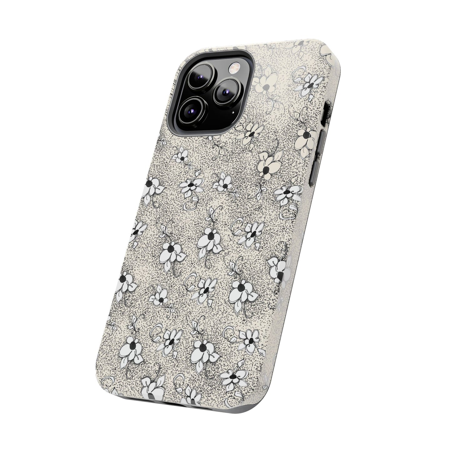 Daisy Flecks Ivory / Black Phone Case