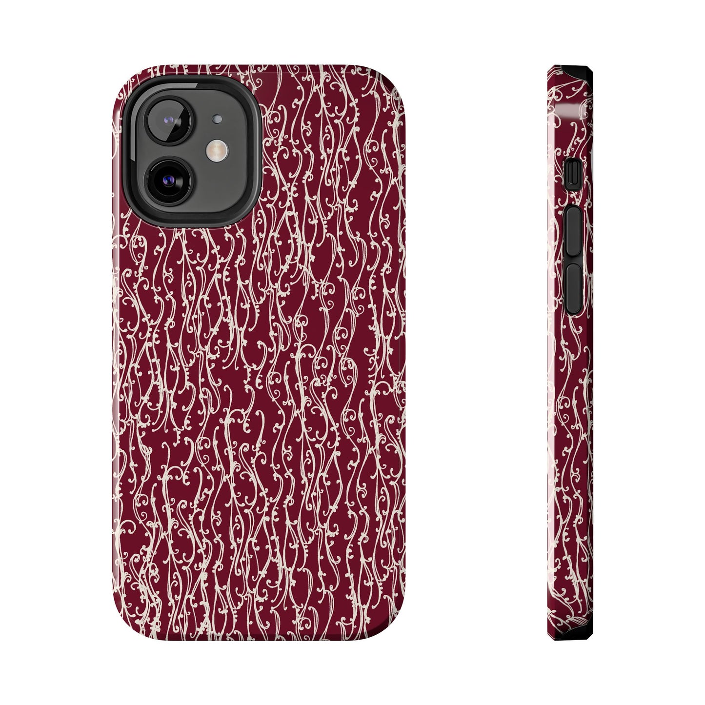Swan Scroll Red / White Phone Case