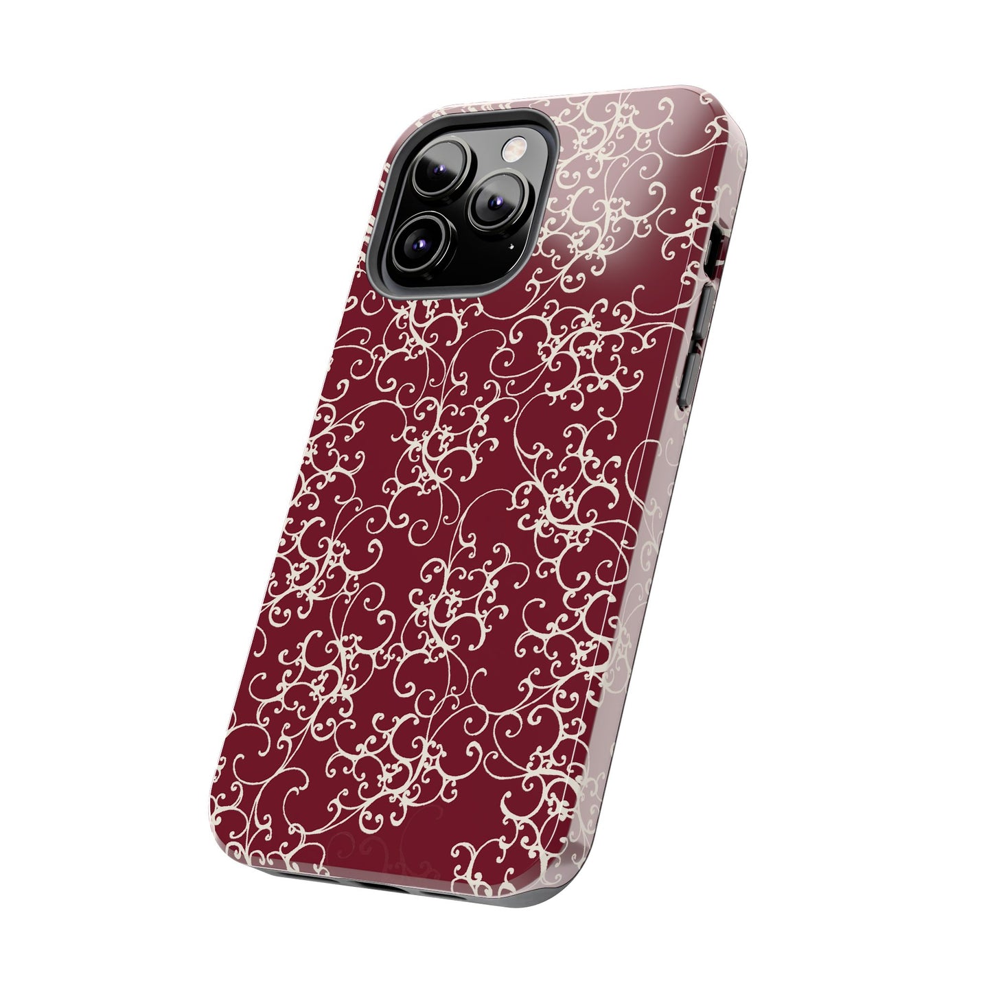 Elegant Scroll Red / Ivory Phone Case