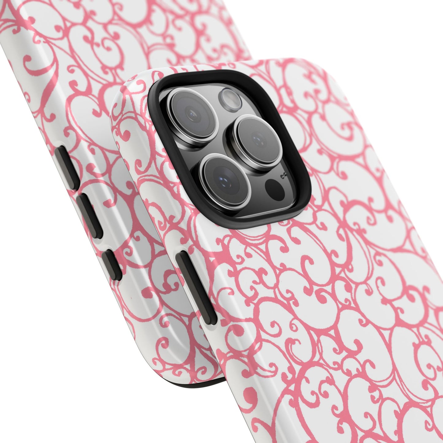 Scrollie White / Pink Phone Case