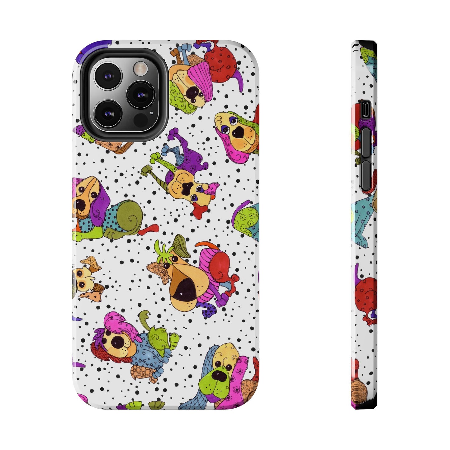 Tossed Happy Dogs White Phone Case