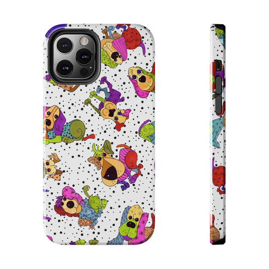 Tossed Happy Dogs White Phone Case