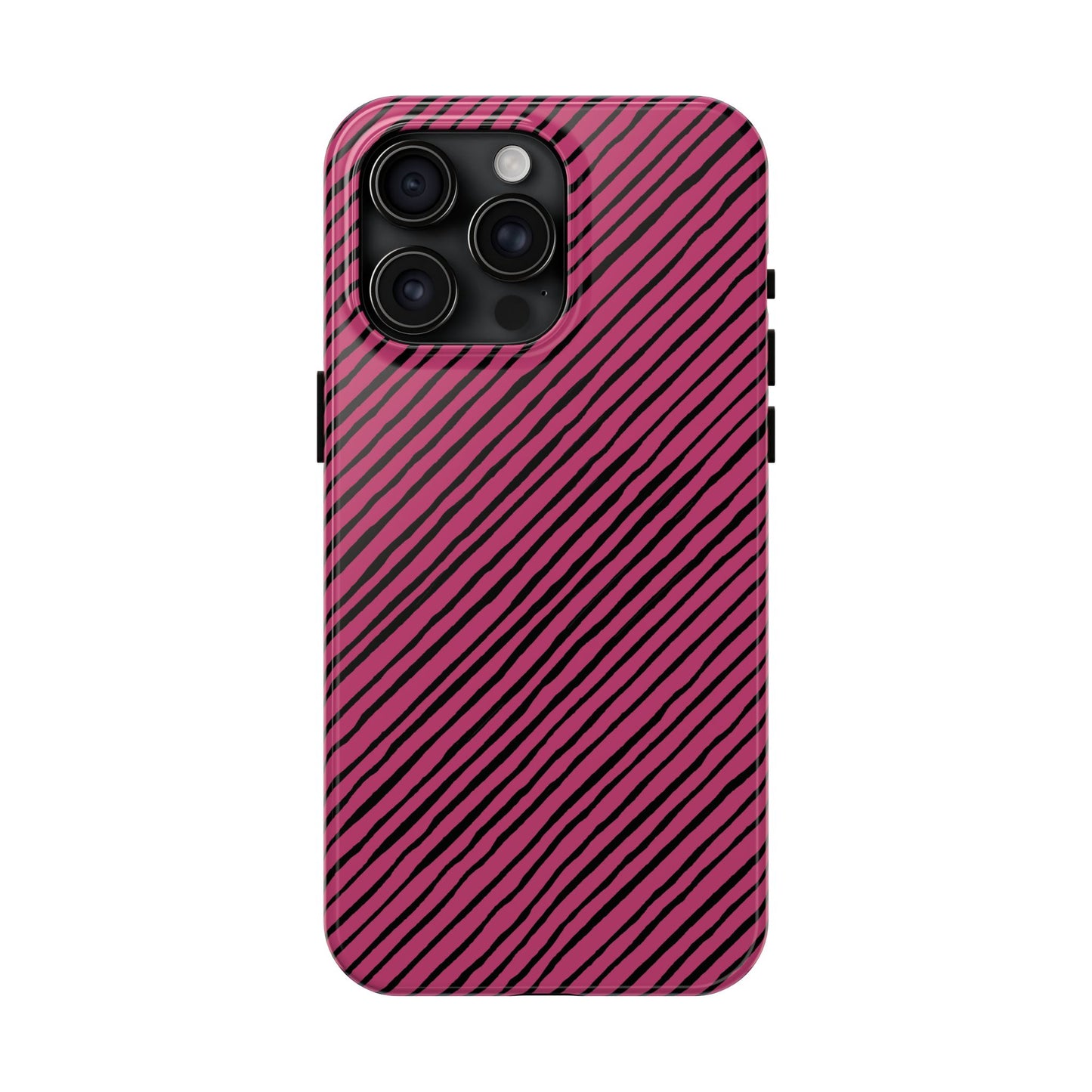 Quirky Bias Stripe Magenta / Black Phone Case